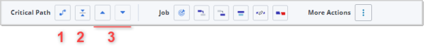Toolbar buttons for critical path functions