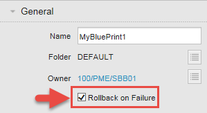 Image displaying Rollback on Failure checkbox in the General section