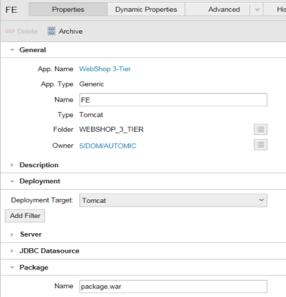 Image displaying properties view of FE component