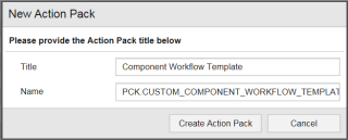 Image displaying New Action Pack dialog