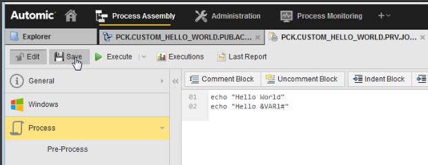 Image displaying script line