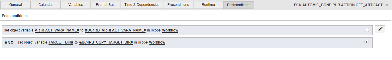 Image showing post conditions of getartifact action.