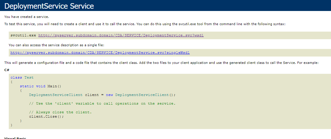 Image showing DeploymentService screen