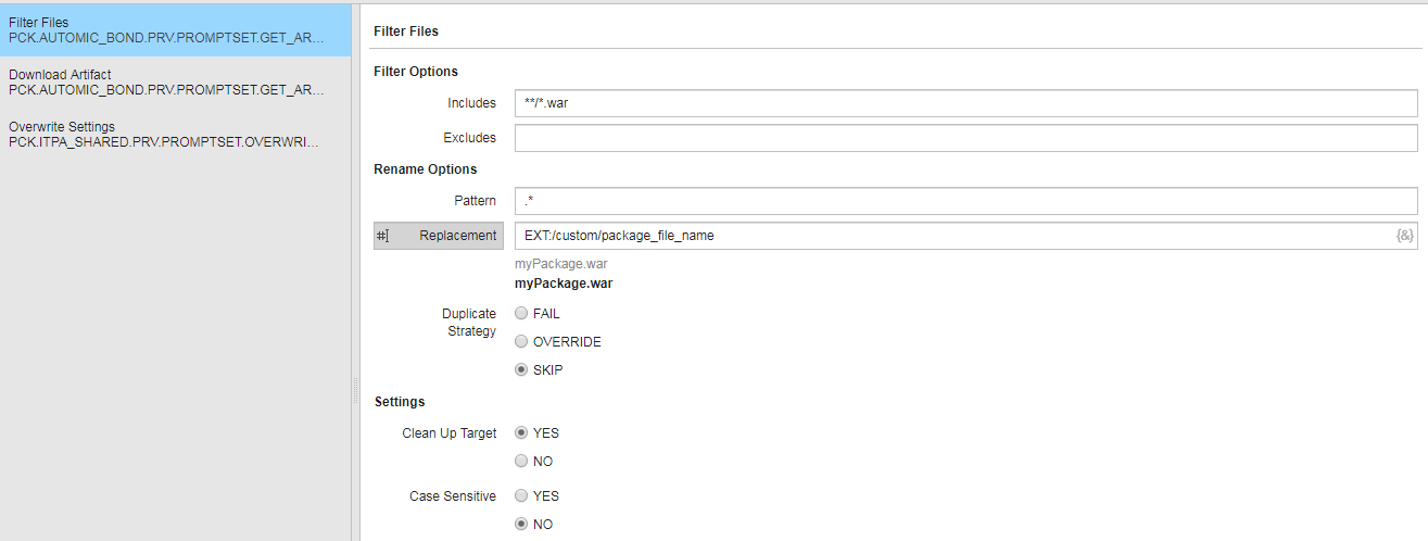 Image showing filter options, rename options and settings