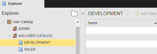 Screenshot of the User Catalog with the two folders