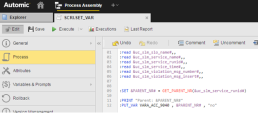 Screenshot showing the process page of the Script object