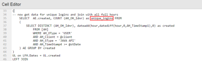 Cell Editor - Showing Unique logins