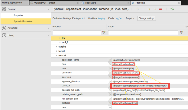 Image displaying Dynamic Properties view