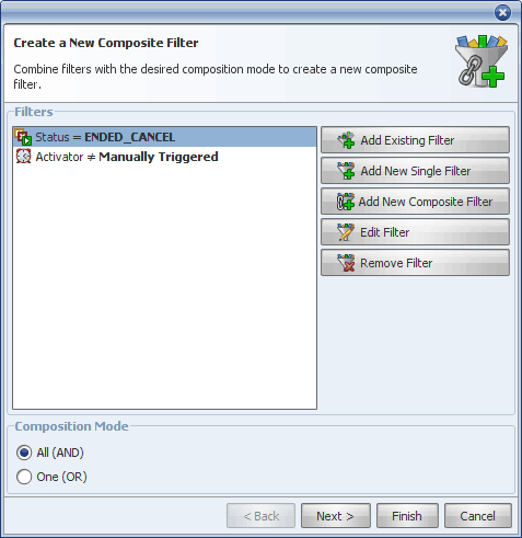 Boîte de dialogue 'Composite Filter' – Etape 1