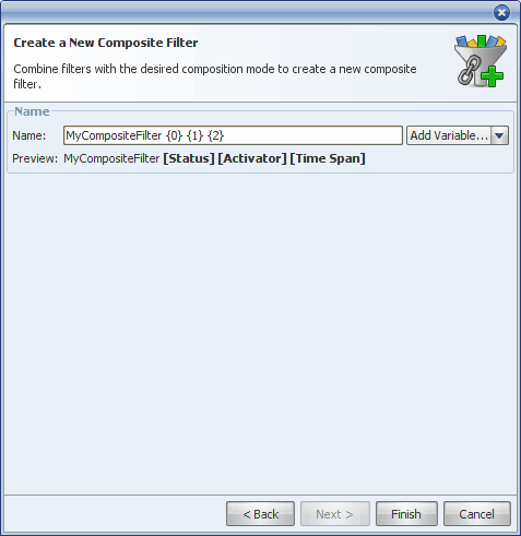 Boîte de dialogue 'Composite Filter' – Etape 2