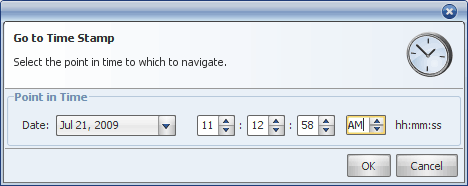 Boîte de dialogue 'Go to Point in Time'