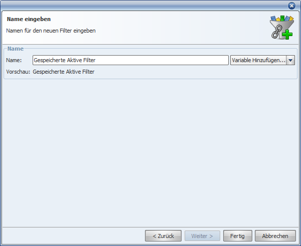 Dialog 'Save Active Filters'