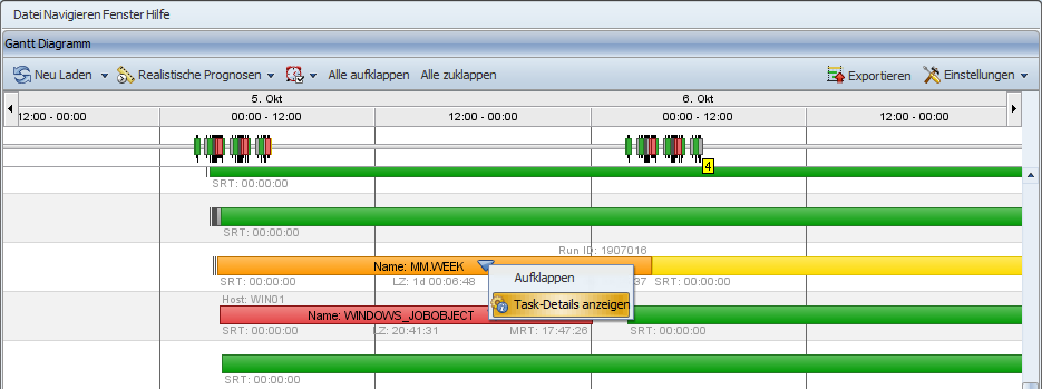 Kontextmenü eines Parent-Objektes: 'Show Task Details'