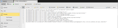 Screenshot der Seite „Script“ eines JMX-Jobs, der die Ansicht „Script“ mit den gleichen Befehlen wie die Ansicht „Form“ anzeigt.