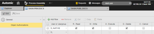 Screenshot, der die Seite „Objektberechtigungen“ eines Dashboard-Objekts für ein privates Dashboard anzeigt