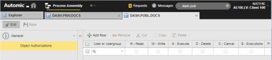 Screenshot, der die Seite „Objektberechtigungen“ eines Dashboard-Objekts für ein öffentliches Dashboard anzeigt